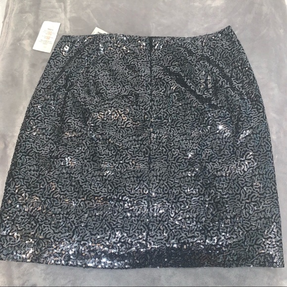 Tahari Sequined Skirt Black/Gunmetal - Picture 9 of 12